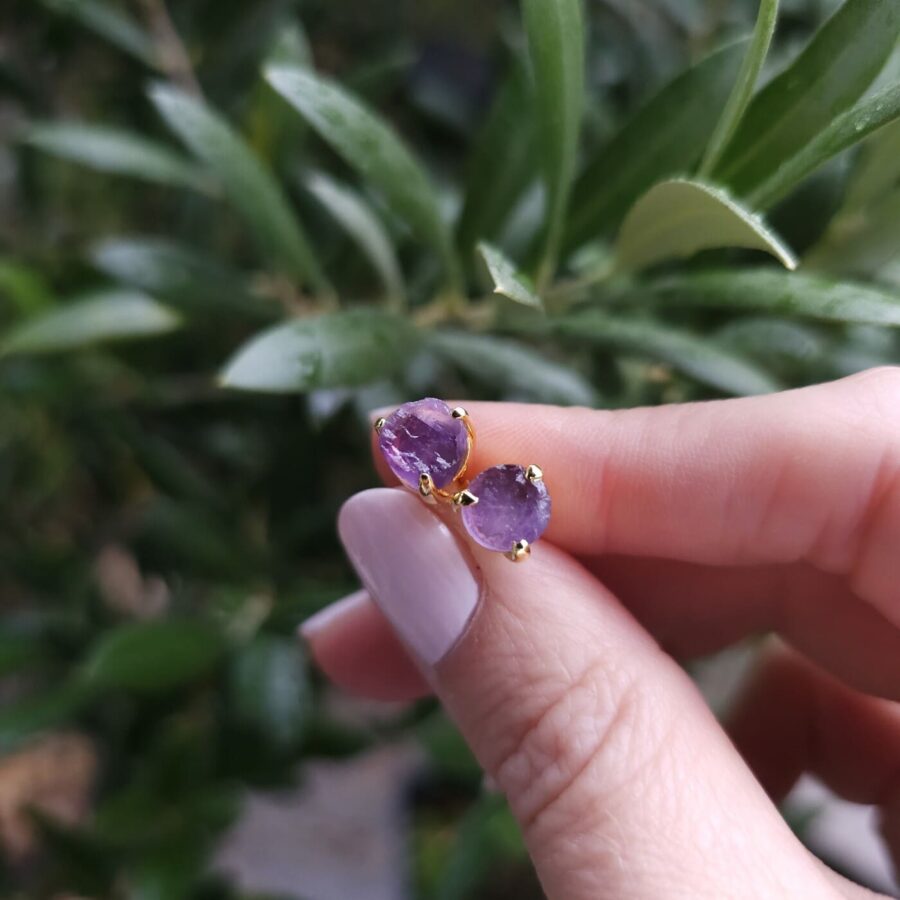 Ženski uhani iz srebra ZEN, Ametist