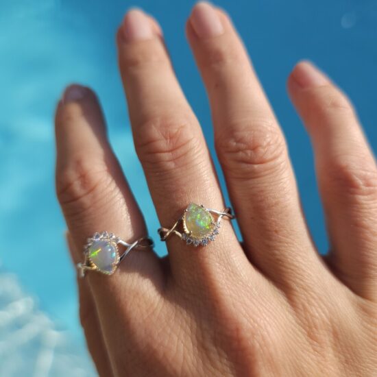 Prsten Lotus - Opal i bijeli topaz - Seraphina