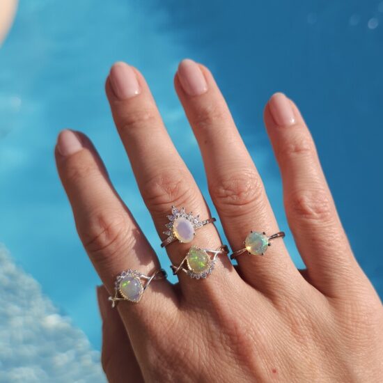 Prsten Lotus - Opal i bijeli topaz - Seraphina