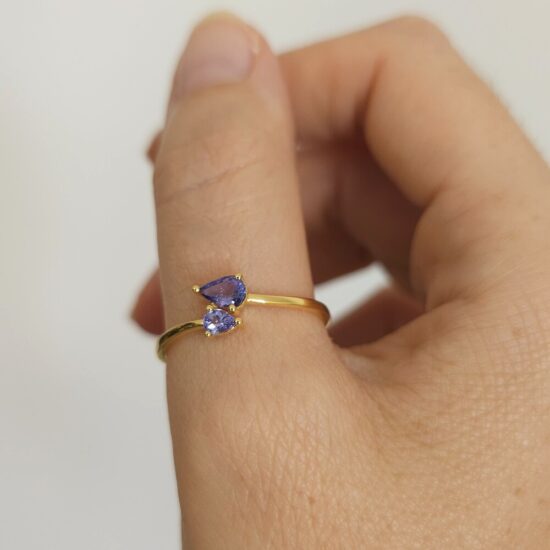 Ženski srebrni prsten ALESIA, tanzanit