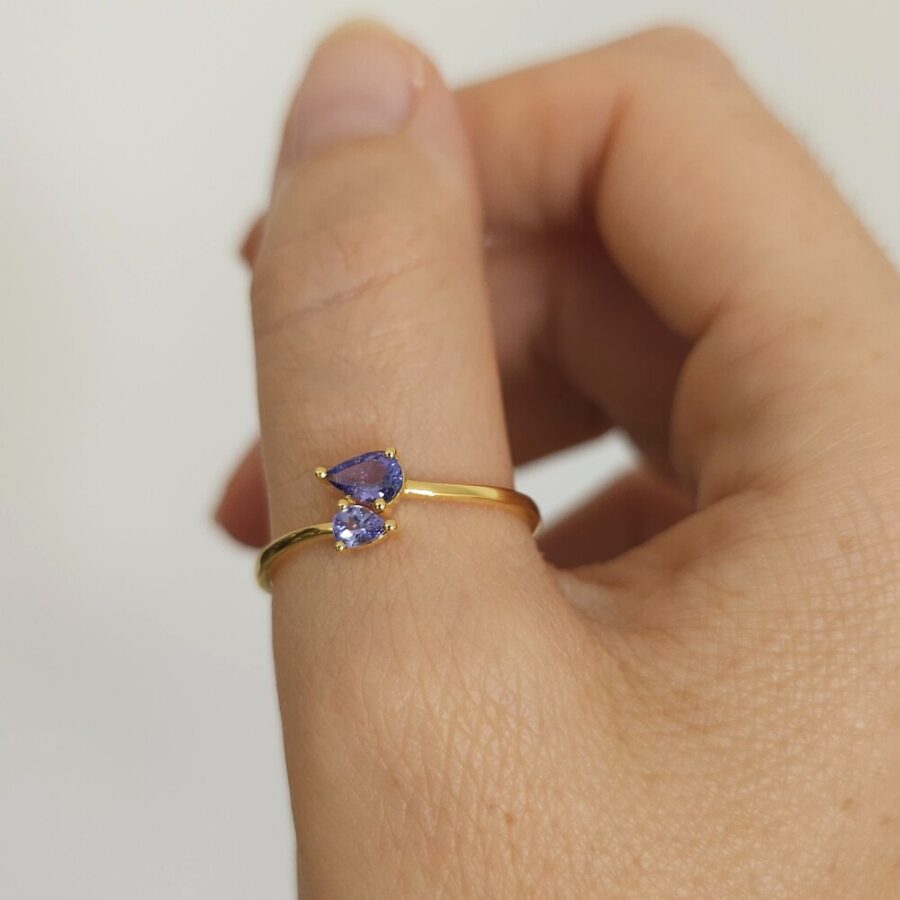 Ženski srebrni prsten ALESIA, tanzanit