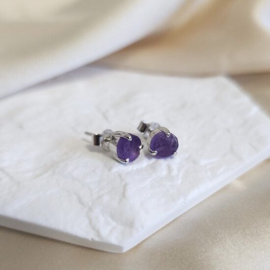 Ženski uhani iz srebra ZEN, Ametist
