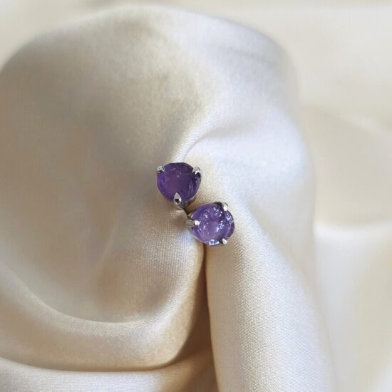 Ženski uhani iz srebra ZEN, Ametist