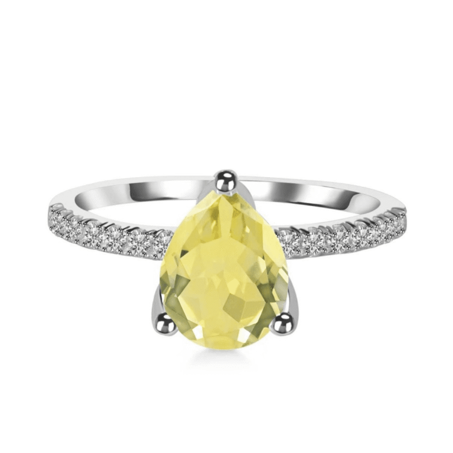 Prstan Flora - Limonin Kvarc in Beli Topaz - Seraphina