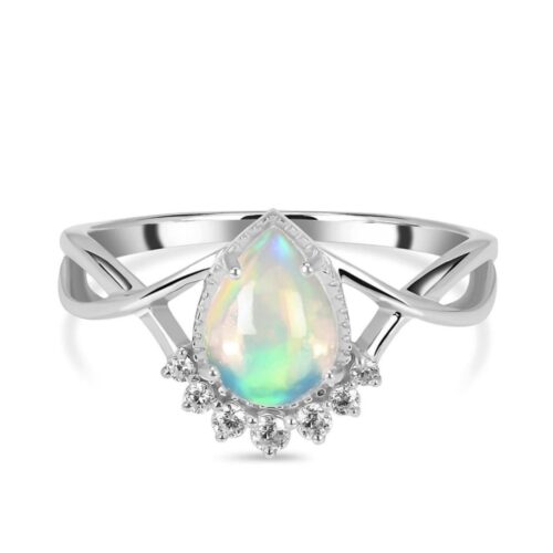 Lotus Ring - Opal und Weißer Topas - Seraphina Lotus Ring - Opal und Weißer Topas - Seraphina