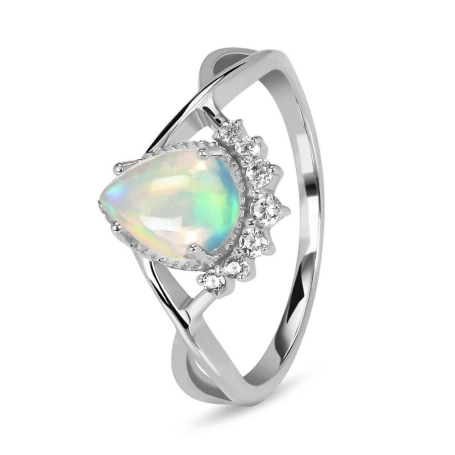 Prsten Lotus - Opal i bijeli topaz - Seraphina