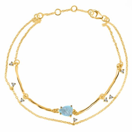 Doppel-Eloise-Armband - Aquamarin und Weißer Topas - Seraphina