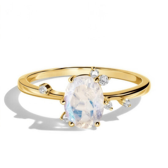 Ženski srebrni prsten TEMPEST, mjesečev kamen i bijeli topaz