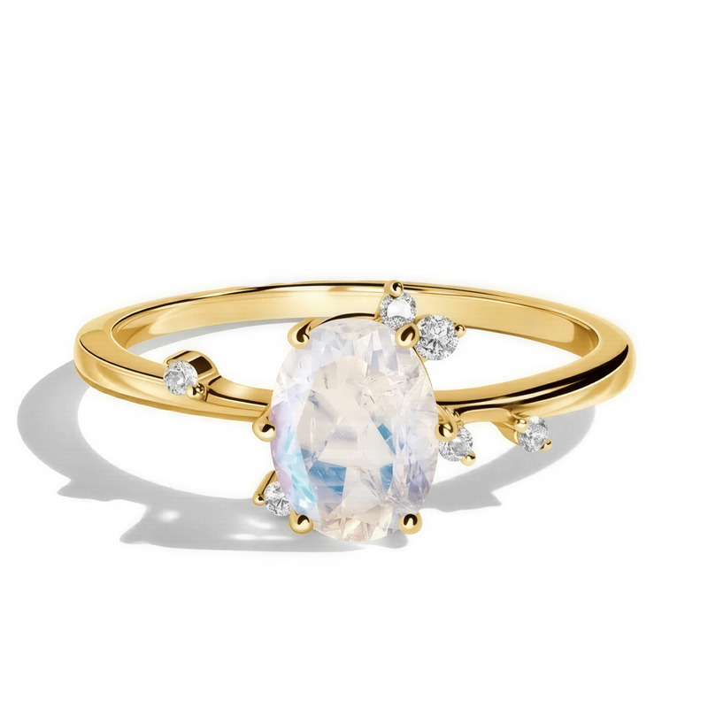 Ženski srebrni prsten TEMPEST, mjesečev kamen i bijeli topaz