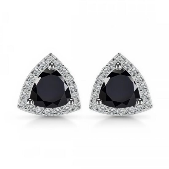 Ženski uhani iz srebra HATHOR, Črni Turmalin in Beli Topaz