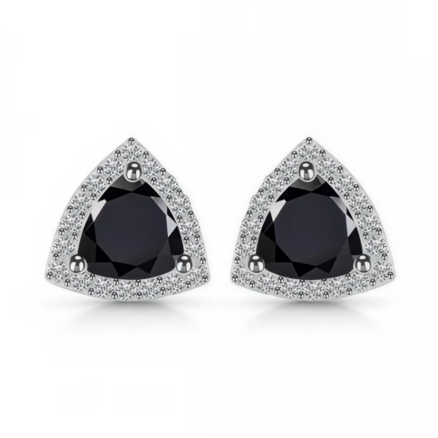 Ženski uhani iz srebra HATHOR, Črni Turmalin in Beli Topaz