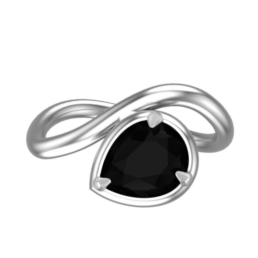 Ženski prstan iz srebra HARDYN, Črni Turmalin