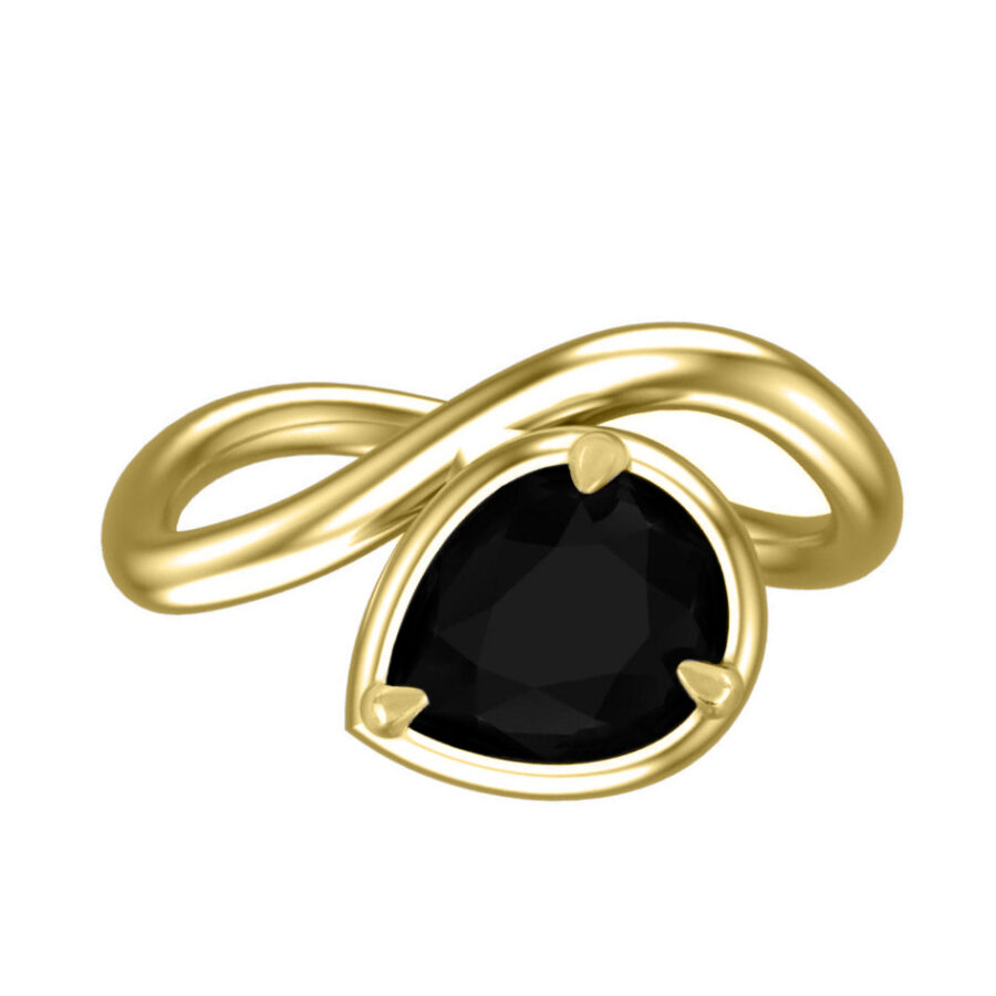 Ženski prstan iz srebra HARDYN, Črni Turmalin