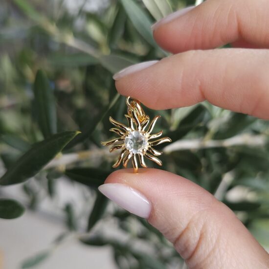 Ženski obesek iz srebra SUN, Libijski Zlati Tektit