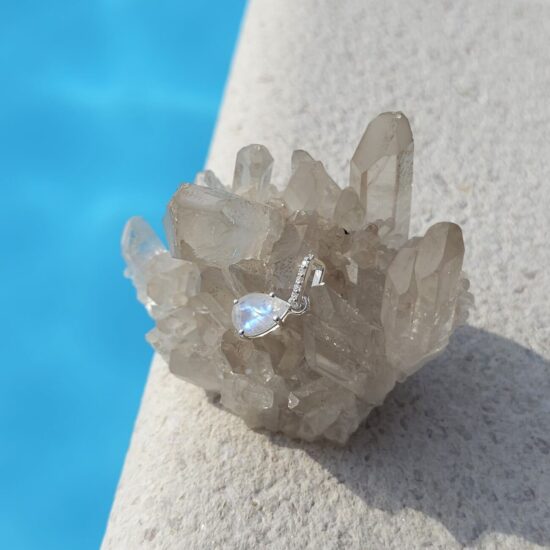 Damen Sterling Silber Anhänger BIRTHSTONE June, Mondstein und Weißer Topas