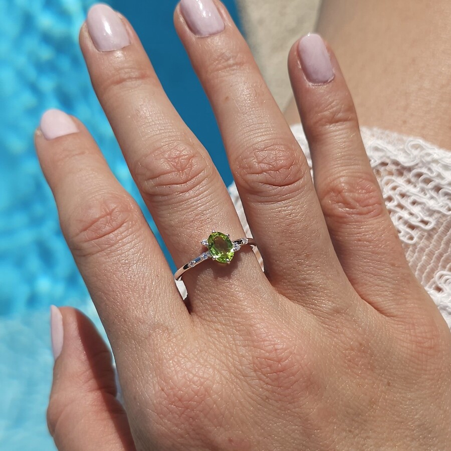 Damenring ADORIA, Peridot und weißer Topas