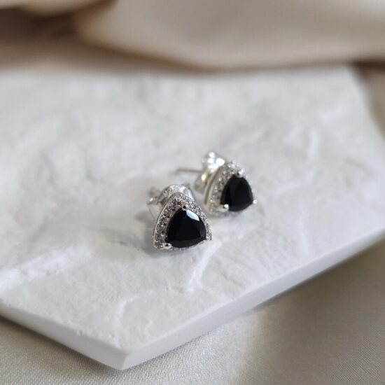 Ženski uhani iz srebra HATHOR, Črni Turmalin in Beli Topaz