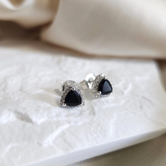 Ženski uhani iz srebra HATHOR, Črni Turmalin in Beli Topaz