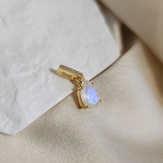 Damen-Silberkette NAOMI, Mondstein und weißer Topas