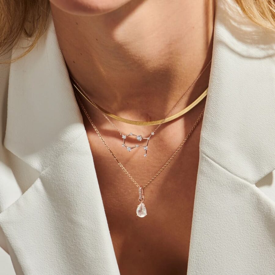 Damen Sterling Silber Anhänger BIRTHSTONE June, Mondstein und Weißer Topas