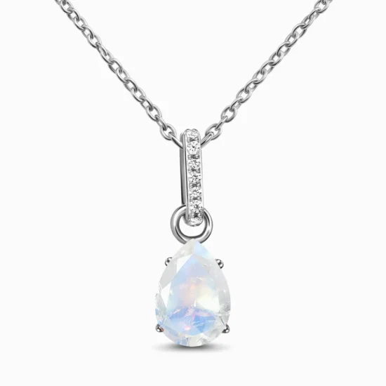 Damen Sterling Silber Anhänger BIRTHSTONE June, Mondstein und Weißer Topas