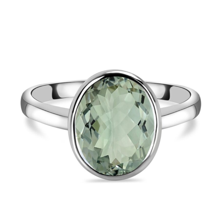 Ženski prstan iz srebra LOREN, Prasiolit
