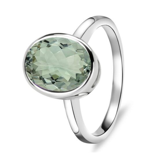 Ženski prstan iz srebra LOREN, Prasiolit