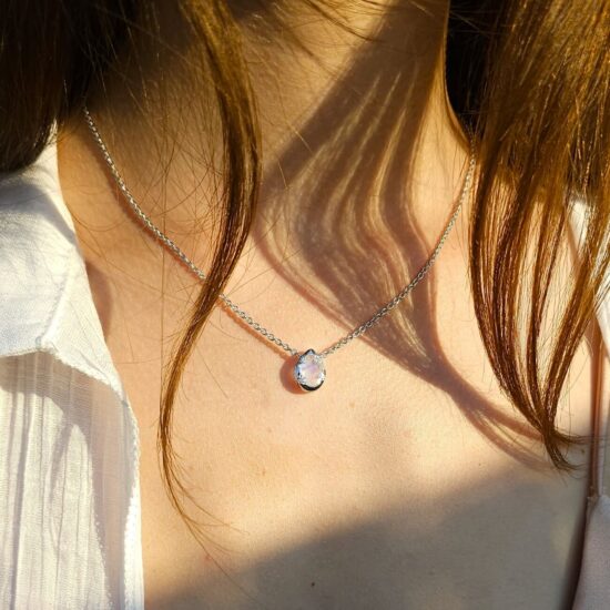 Ženski ALMA srebrni lanac, mjesečev kamen i bijeli topaz