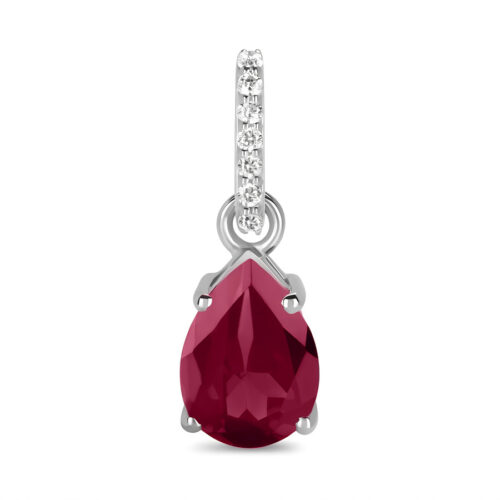 Damen Sterling Silber Anhänger BIRTHSTONE Juli, Rubin und Weißer Topas Damen Sterling Silber Anhänger BIRTHSTONE Juli, Rubin und Weißer Topas