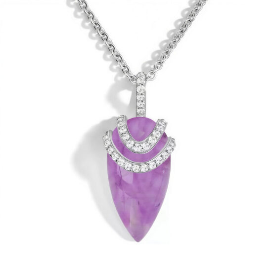 Ženska verižica iz srebra ANDROMEDA, Ametist in Beli Topaz