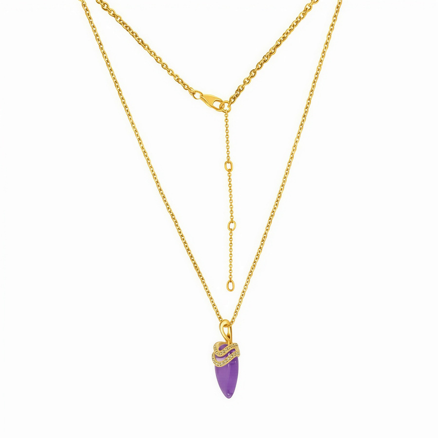 Ženska verižica iz srebra ANDROMEDA, Ametist in Beli Topaz