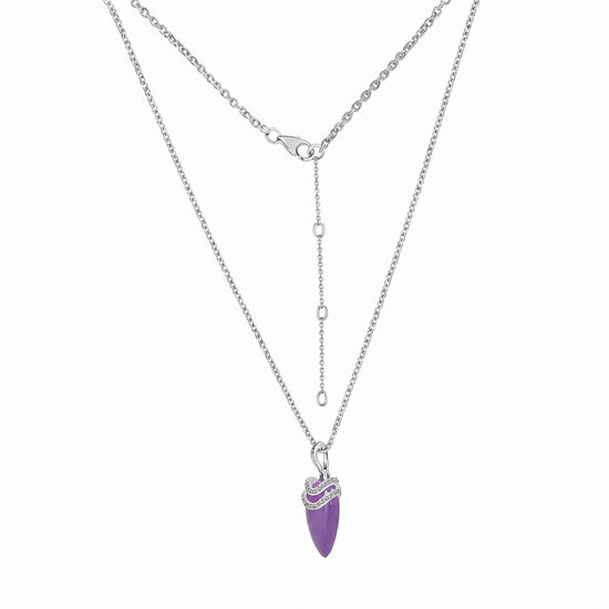 Ženska verižica iz srebra ANDROMEDA, Ametist in Beli Topaz