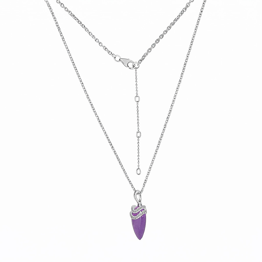 Ženska verižica iz srebra ANDROMEDA, Ametist in Beli Topaz