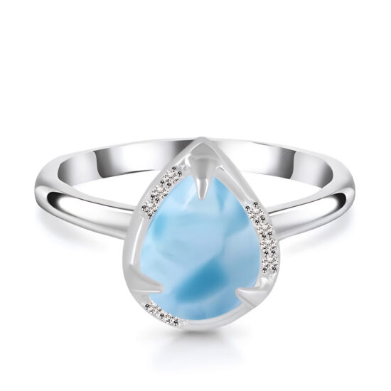 Damenring aus Sterlingsilber KAILANI, Larimar und weißer Topas Damenring aus Sterlingsilber KAILANI, Larimar und weißer Topas