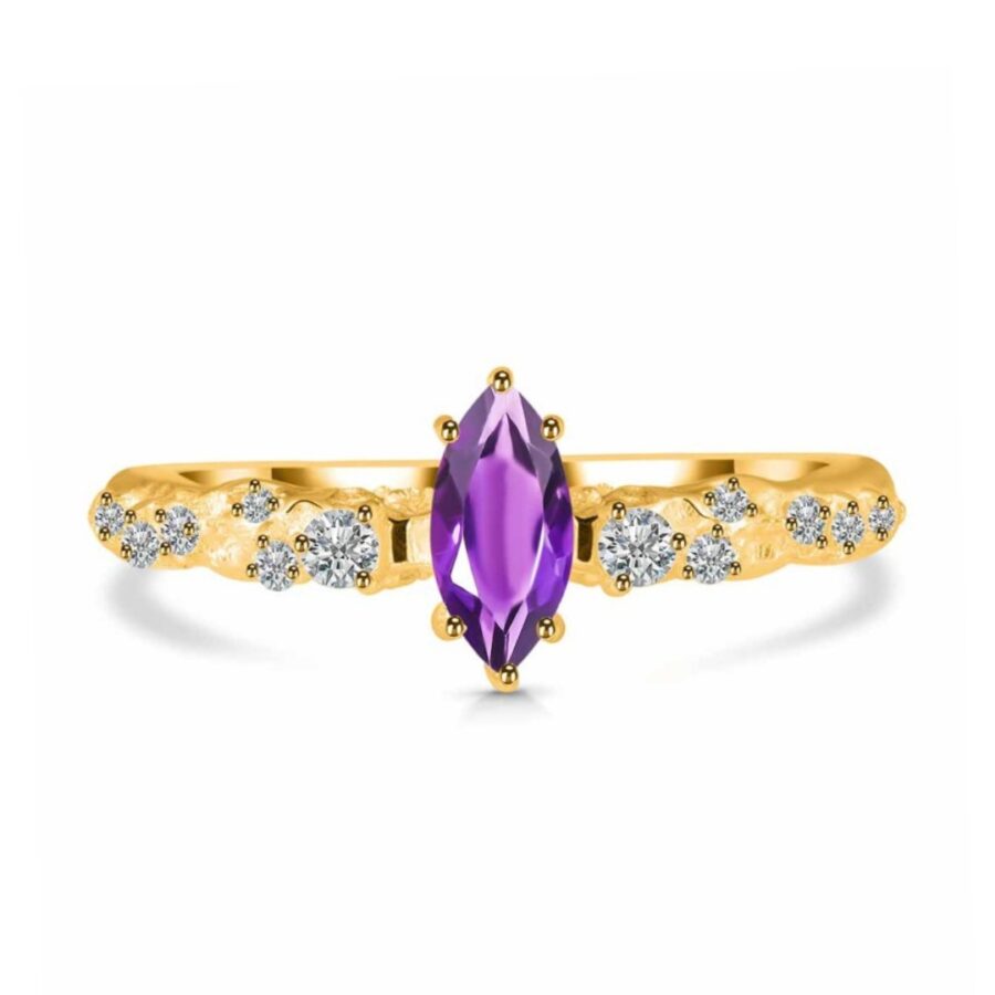 Ženski prstan iz srebra LAVINA, Ametist in Beli Topaz Ženski prstan iz srebra LAVINA, Ametist in Beli Topaz