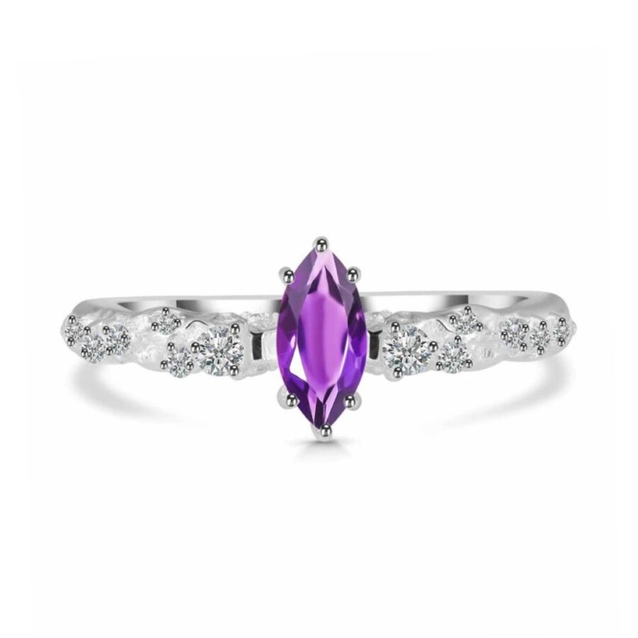 Ženski prstan iz srebra LAVINA, Ametist in Beli Topaz Ženski prstan iz srebra LAVINA, Ametist in Beli Topaz