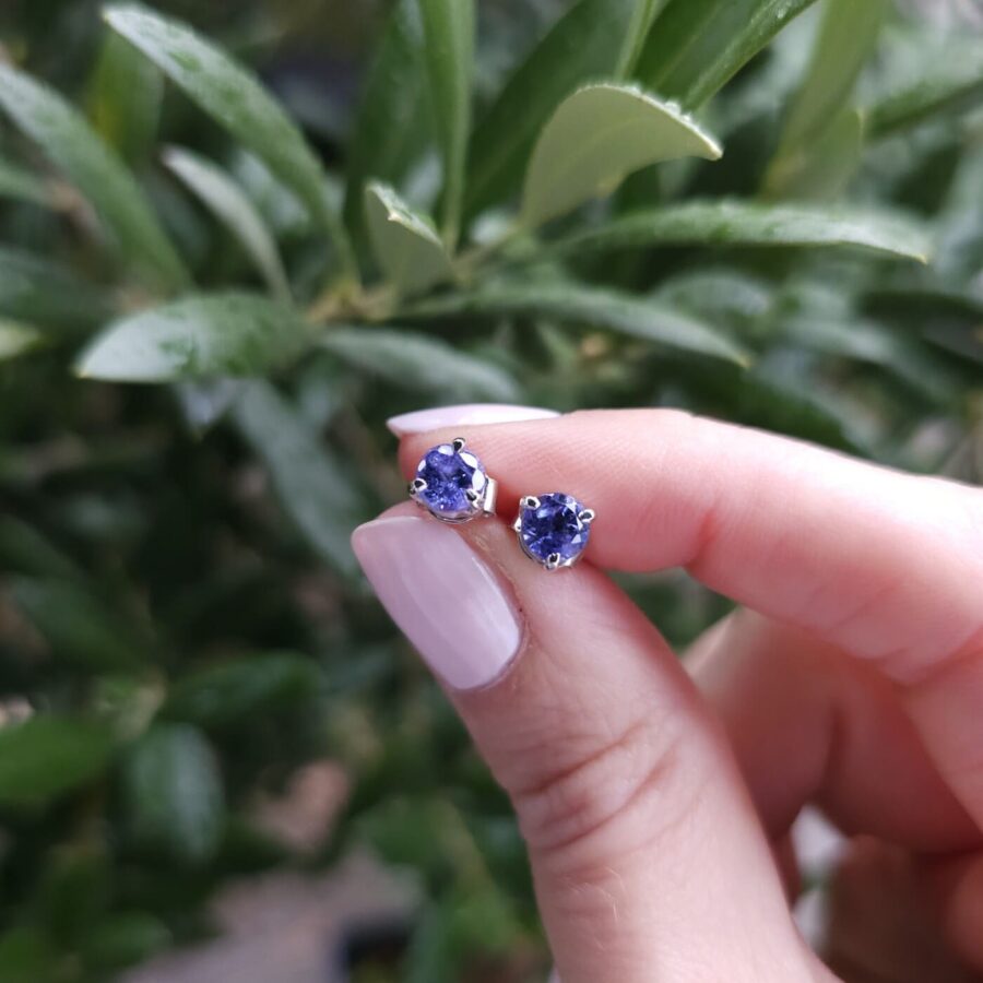 Ženski uhani iz srebra AZRA, Tanzanit