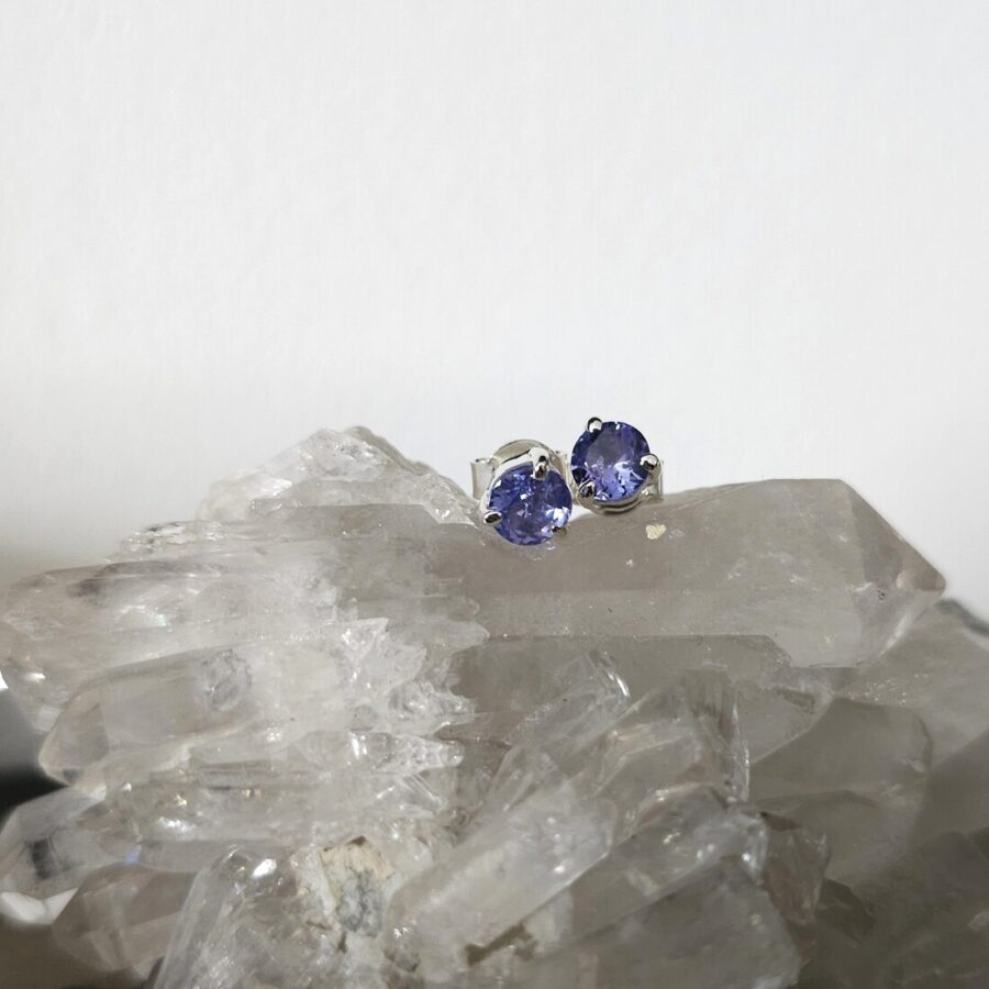 Ženski uhani iz srebra AZRA, Tanzanit