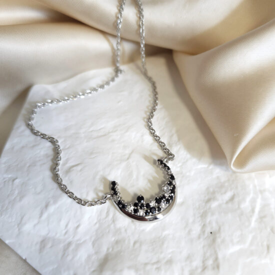 Ženska verižica iz srebra WILLOW, Črni Turmalin in Beli Topaz