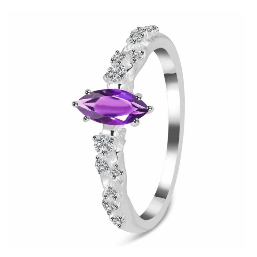 Ženski prstan iz srebra LAVINA, Ametist in Beli Topaz Ženski prstan iz srebra LAVINA, Ametist in Beli Topaz