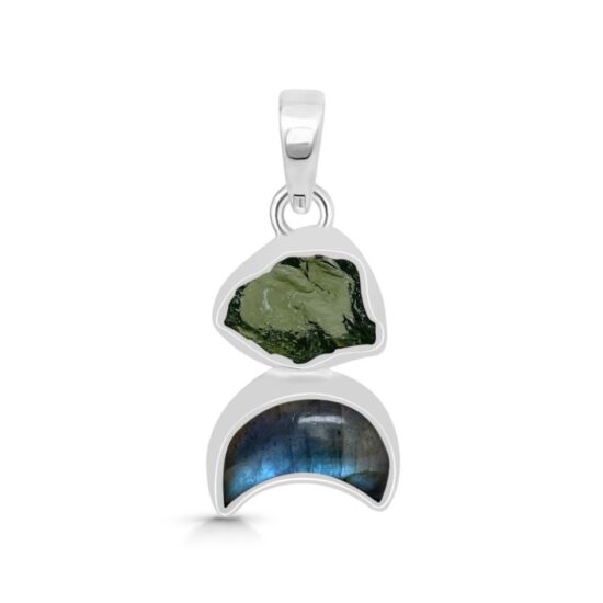 Ženski srebrni privjesak ODIN, labradorit i moldavit Ženski srebrni privjesak ODIN, labradorit i moldavit