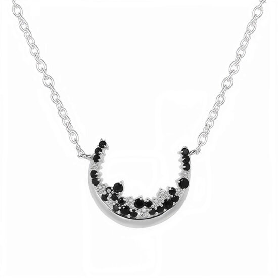 Ženska verižica iz srebra WILLOW, Črni Turmalin in Beli Topaz