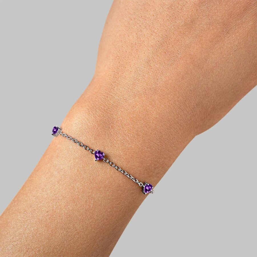 Silbernes Damenarmband AMORE, Amethyst Silbernes Damenarmband AMORE, Amethyst