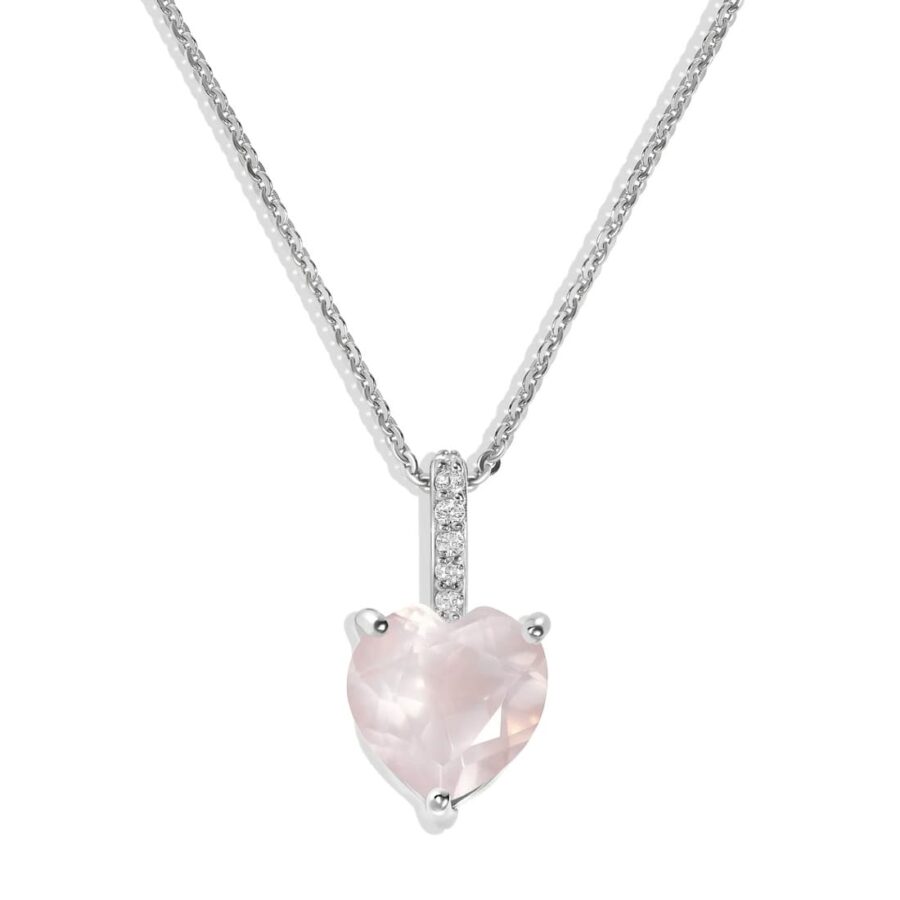 Damenanhänger aus Sterlingsilber APHRODITE, Rosenquarz und Weißer Topas Damenanhänger aus Sterlingsilber APHRODITE, Rosenquarz und Weißer Topas