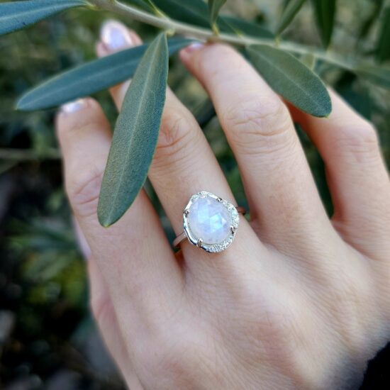 Damenring aus Silber MOONLIGHT Mondstein und Weißer Topas