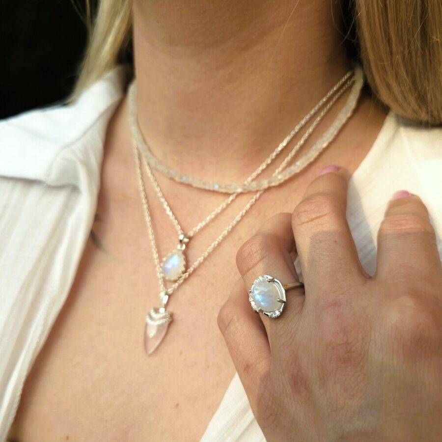 Damenring aus Silber MOONLIGHT Mondstein und Weißer Topas