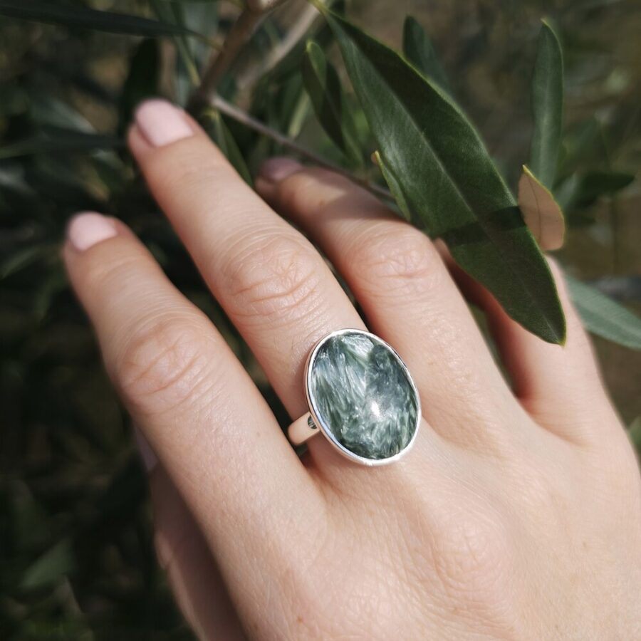 Ženski prstan iz srebra RUNA, Serafinit