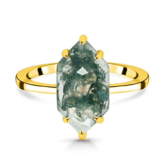 Ženski srebrni prsten ELENA, Moss Agate