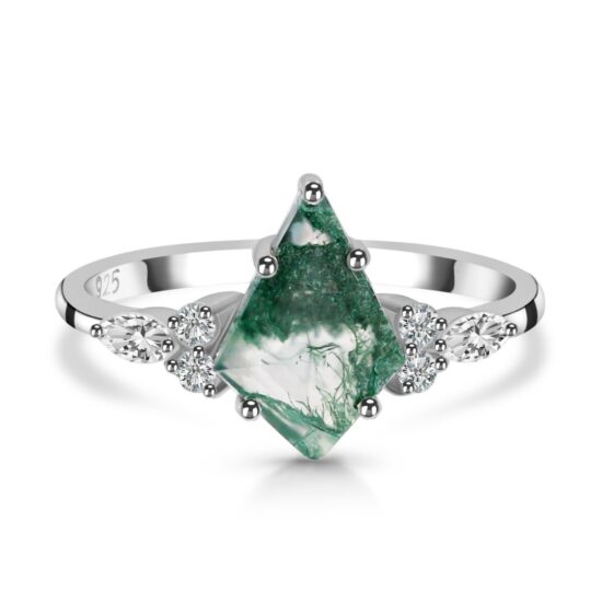 ANARI srebrni ženski prsten, Moss Agate