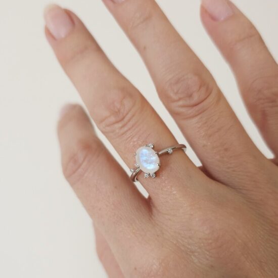 Ženski srebrni prsten TEMPEST, mjesečev kamen i bijeli topaz